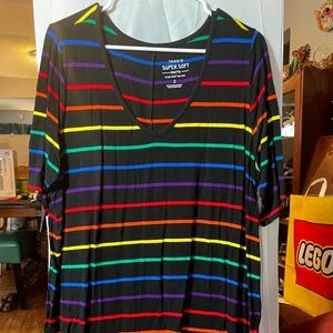 Torrid Celebrate Love Super Soft rainbow stripe tunic, 2X